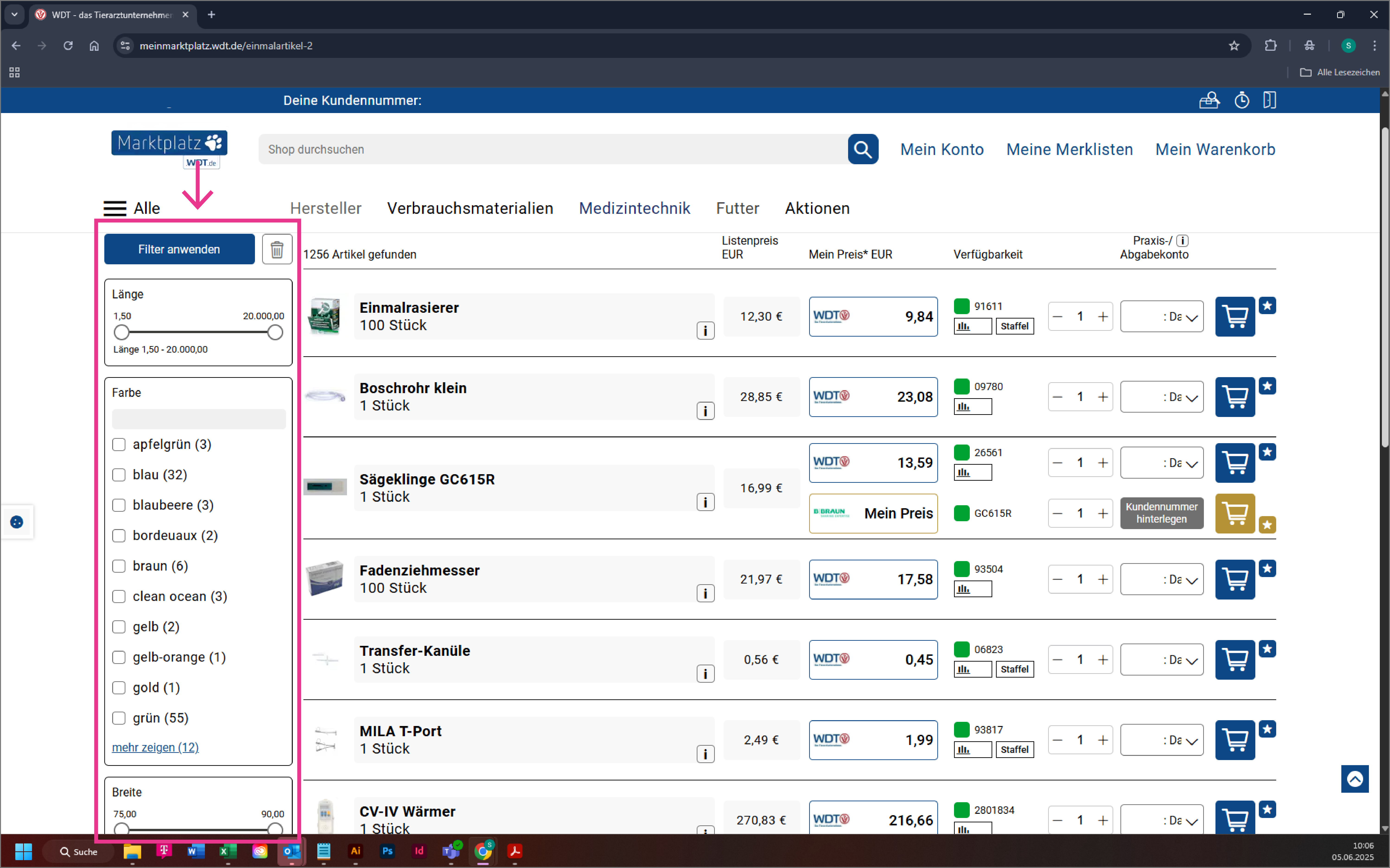 Screenshot vom neuen Marktplatz-Design